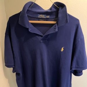 Polo Ralph Lauren Navy Blue Shirt Custom Slim Fit XXL Men’s Used Mesh Pony Golf